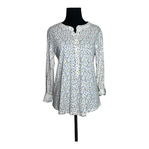 Style & Co cream confetti print long sleeves top size PM - Picture 8 of 9